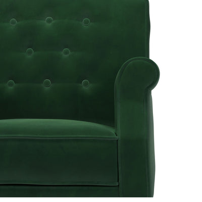 Charles Fauteuil club avec boutons Velours vert Sapin vue zoom