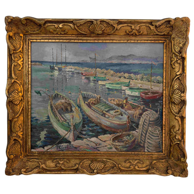 Matin lumineux sur le port  - Huile sur toile - F.Vitrolles