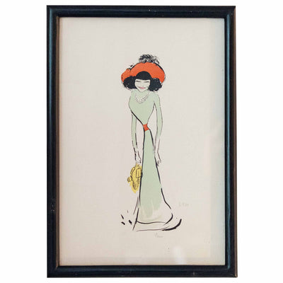 Lithographie - L’élégante au chapeau rouge -  SEM (1863–1934)