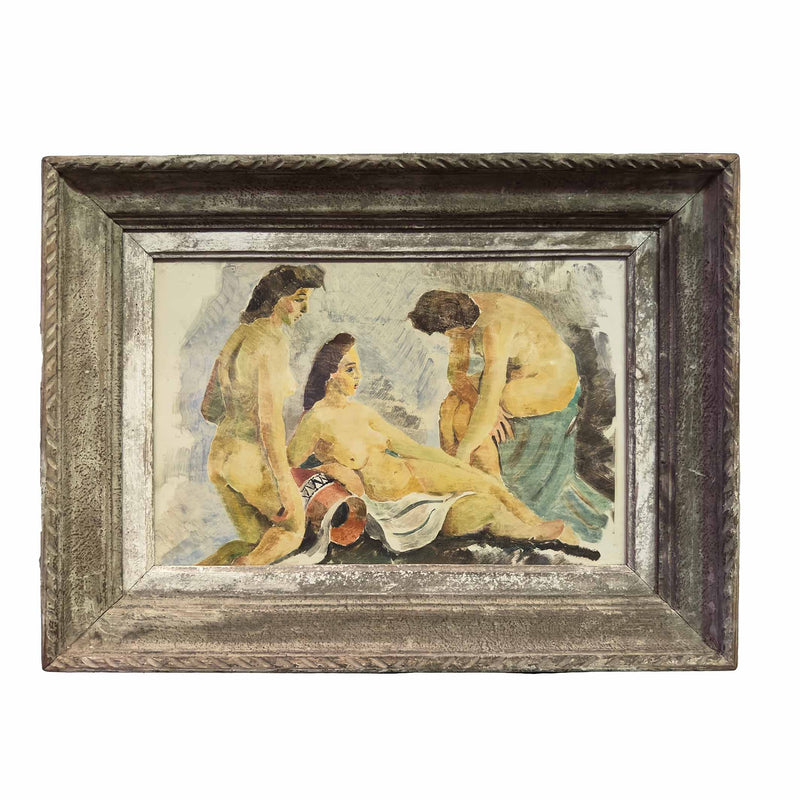 Scène aux baigneuses - Aquarelle