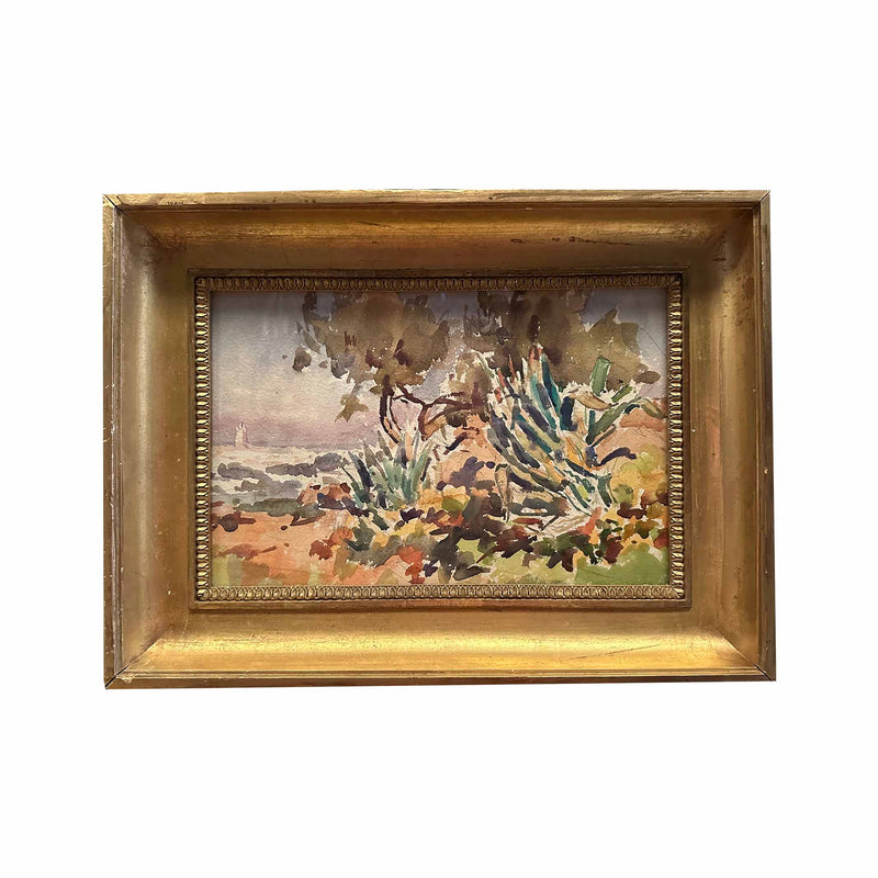 Sous les oliviers, au bord de l’eau - Aquarelle sur papier