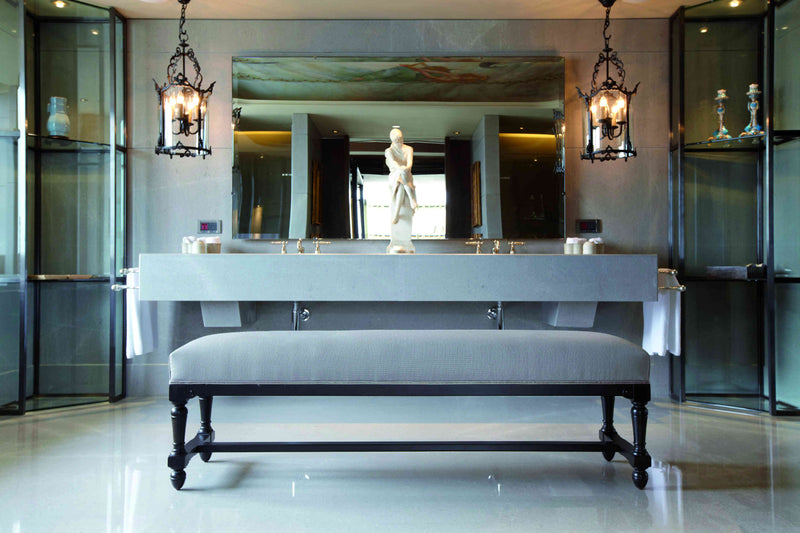Banc Ecouen patine Ebène Grand modèle ambiance