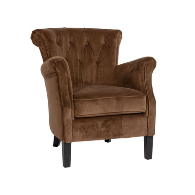 Fauteuil capitonné Juliette couleur marron