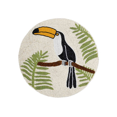 Set de table rond perlé Toucan sur branche