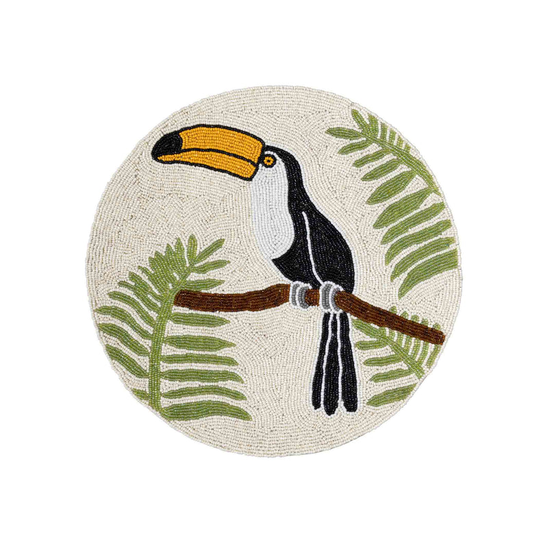 Set de table rond perlé Toucan sur branche
