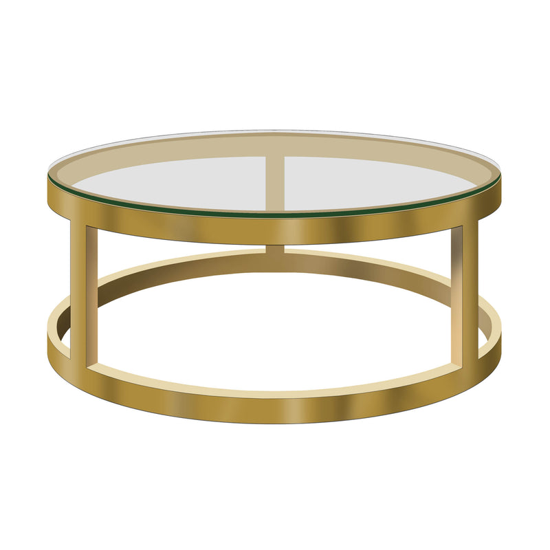 Bourgogne Table basse ronde dorée D74cm
