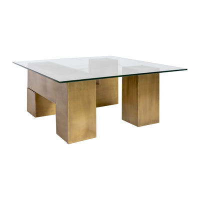 Table basse Alma en verre et laiton vieilli 