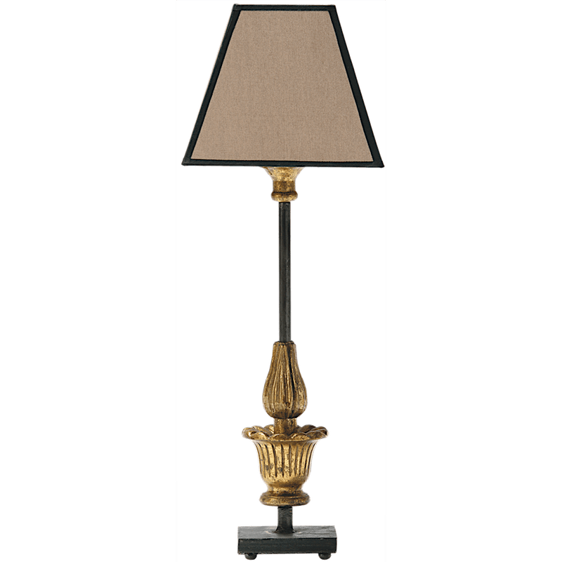 Insolite Lampe en bois dorée numéro 3 présentée avec abat-jour