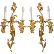 Pompadour double Applique en bronze doré set de 2