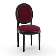 Médaillon Figeac Chaise cloutée patine Ebène couleur Velours rouge Grenat vue 3/4