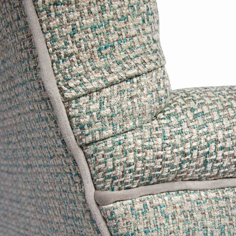 Rivoli capitonné fauteuil tapissée coloris beige vert vue zoomée tissu