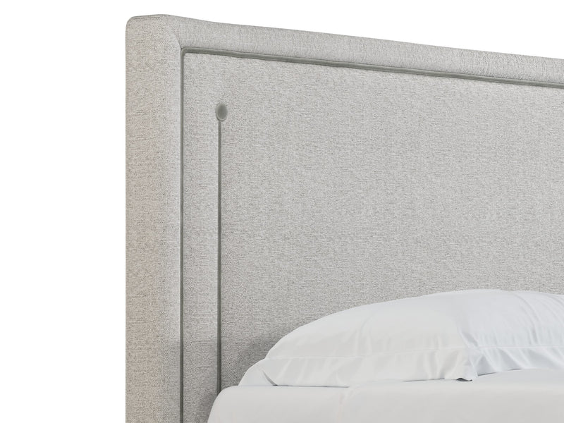 Igor Tête de lit tapissée couleur chiné gris perle taille 180 cm vue de côté