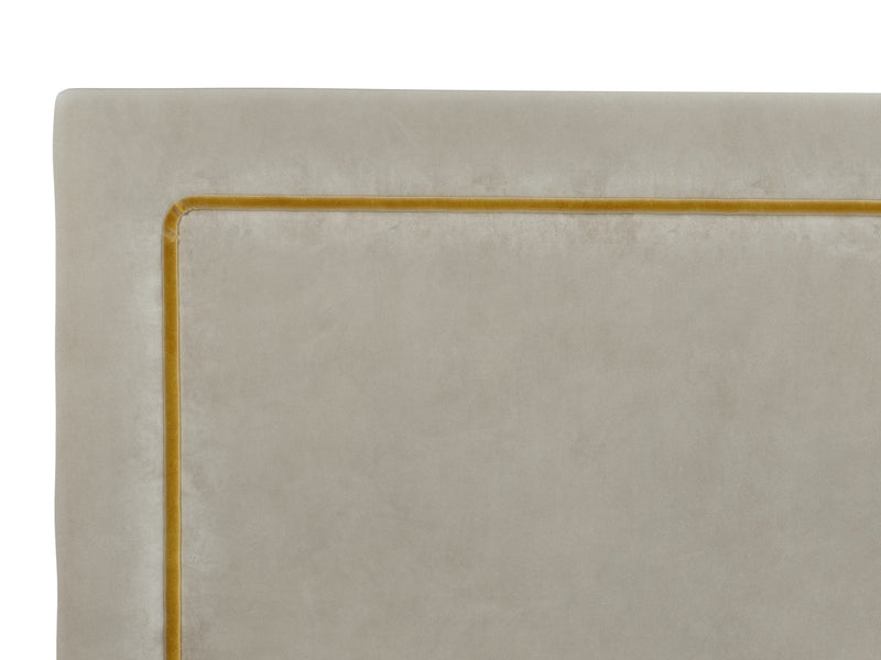 Victoria Tête de lit tapissée couleur velours pierre jaune mordoré taille 160 cm vue zoomée