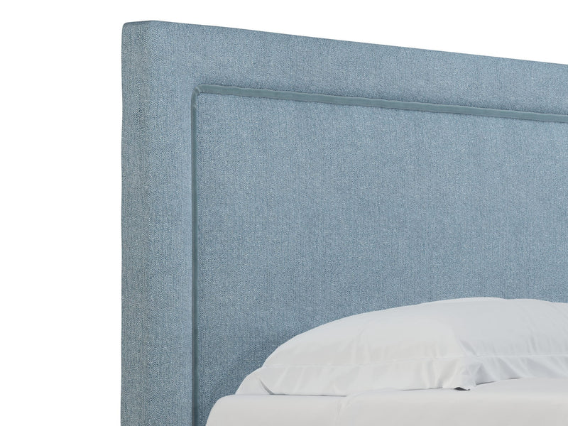 Victoria Tête de lit tapissée couleur Chiné Azur taille 180cm vue 3/4