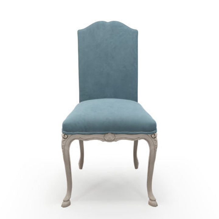 Brienne Chaise basse patine Trianon couleur Velours Denim vue de face