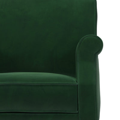 Charles Fauteuil club pieds en tissu couleur Velours vert Sapin vue zoom