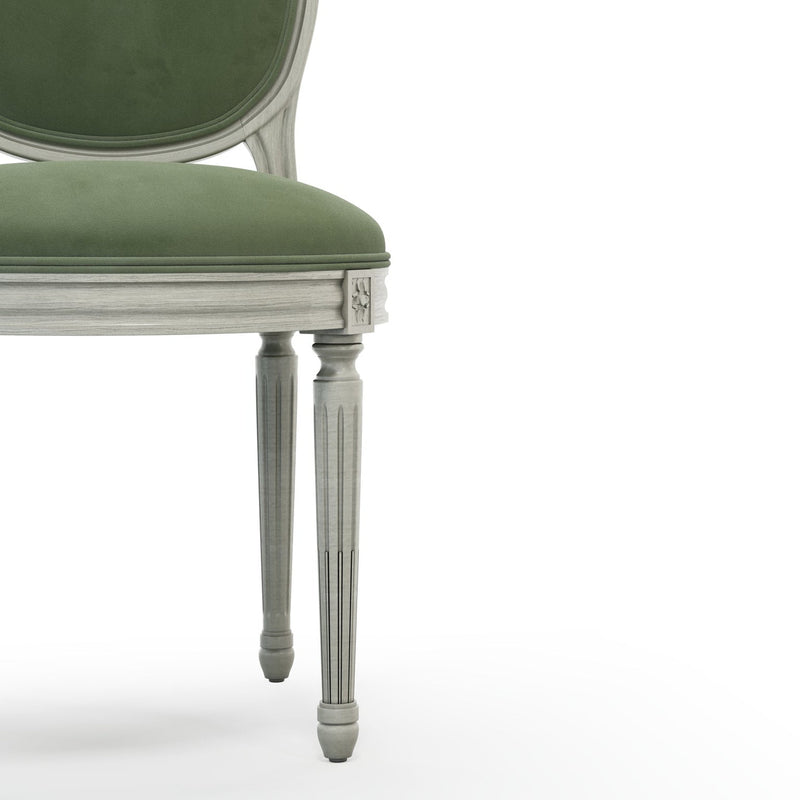 Médaillon Figeac Chaise patine Trianon couleur Velours vert Sauge vue zoom