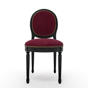 Médaillon Figeac Chaise cloutée patine Ebène couleur Velours rouge Grenat vue de face