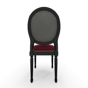 Médaillon Figeac Chaise cloutée patine Ebène couleur Velours rouge Grenat vue de dos