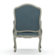 Figeac Fauteuil tapissé patine Trianon couleur Velours bleu Denim vue de dos