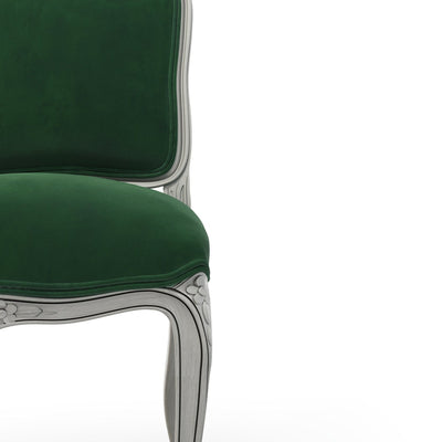 Sorgues Chaise patine Trianon couleur Velours vert Sapin vue zoom